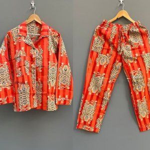 BRAND NEW Tiger Print Pj Set Soft Night Wear Dress Sleepwear PJ Set Gift For Her